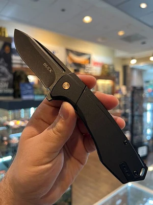 Buck Ruckus Frame Lock Knife Black Stonewash D2 Tool Steel Blade/Black Alum. with Steel Frame Handle SKU 0713CPSB