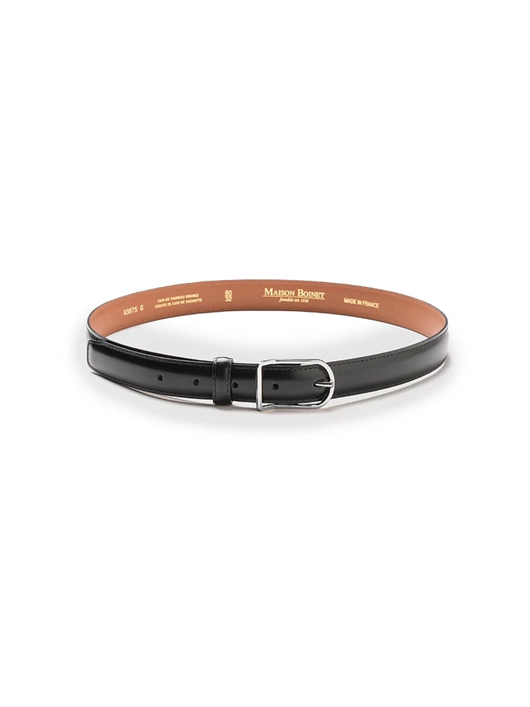 Maison Boinet 25mm Belt in Box Calf Leather Zamac