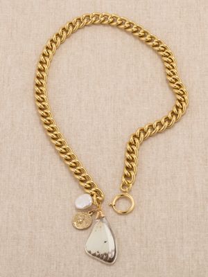 Taylor & Tessier Hadley 18-22" Chunky Gold Chain With White Butterfly