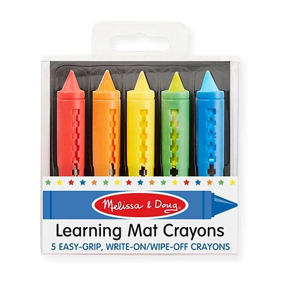 Learning Mat Wipe Off Crayons - 5 Colors