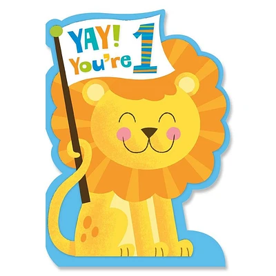 Age 1 Lion Die Cut Birthday Card