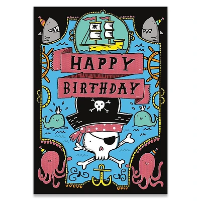 Neon Birthday Card Pirate