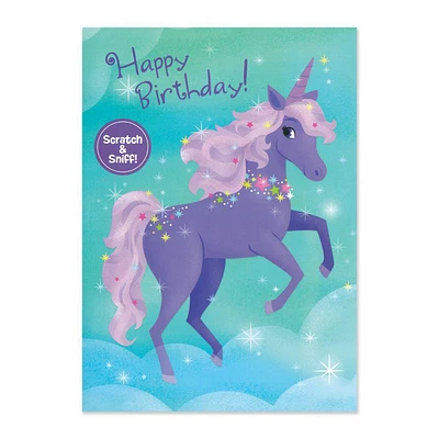 Scratch & Sniff Birthday Card - Grape Unicorn