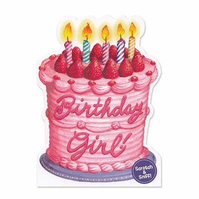Scratch & Sniff Birthday Card - Strawberry Birthday Cake