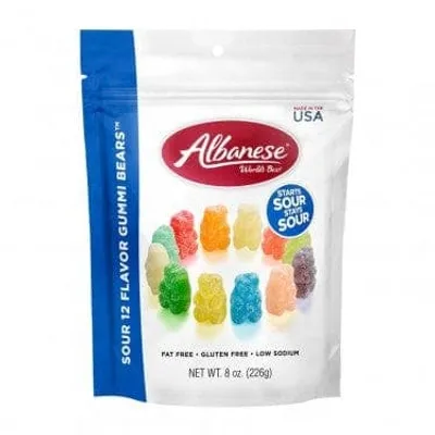 Sour 12 Flavor Gummi Bears 8 oz. Gusseted Bag