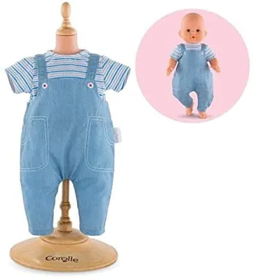 Corolle 14" Doll Striped T Shirt & Overalls