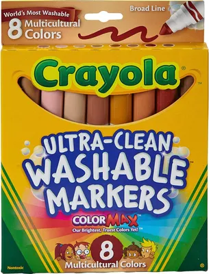 Crayola 8 Count Ultra-Clean Washable Multicultural, Broad Line, ColorMax Markers