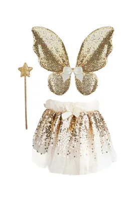 Gracious Gold Sequins Set - Skirt, Wings, Wand