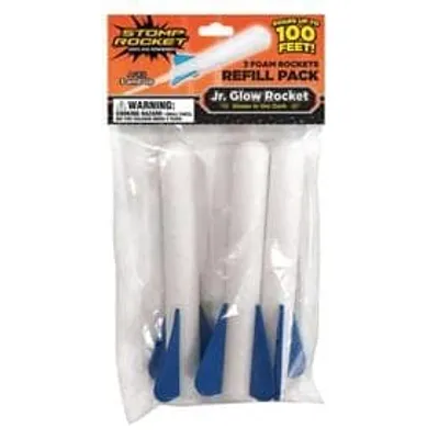 Stomp Rocket Junior Refill Pack - Includes 3 Glow in the Dark Rockets