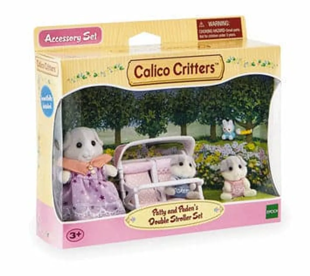 Calico Critters Patty and Paden's Double Stroller Set