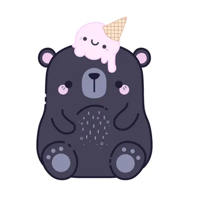 Ice Cream Hat Bear 4" Sticker
