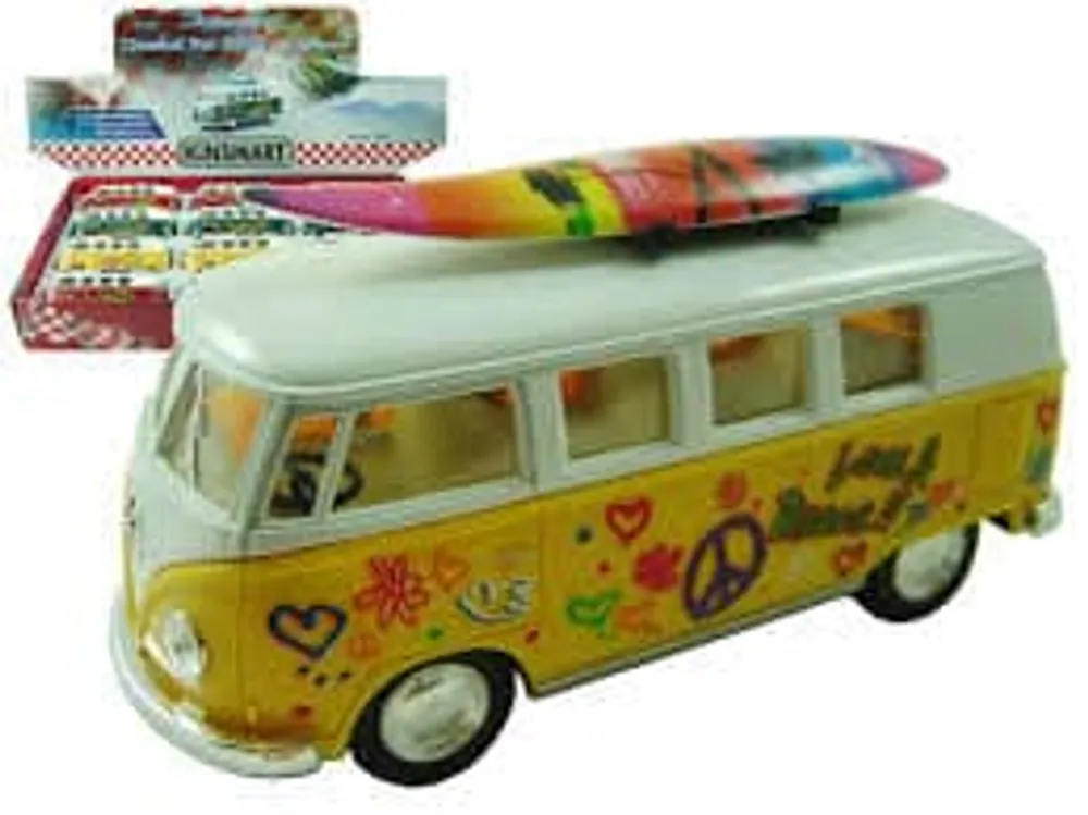 5" Diecast VW Classic Bus with Surfboard
