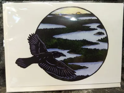 Notecard Leave Only Ripples - Canoe Country Raven