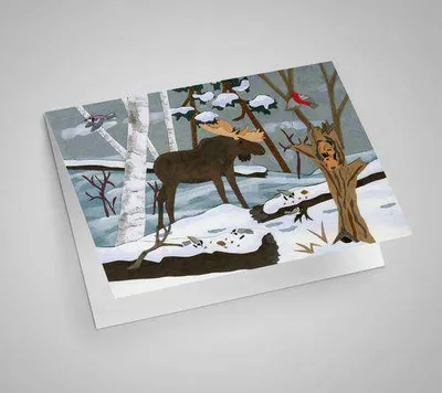 Winter Moose Blank Card