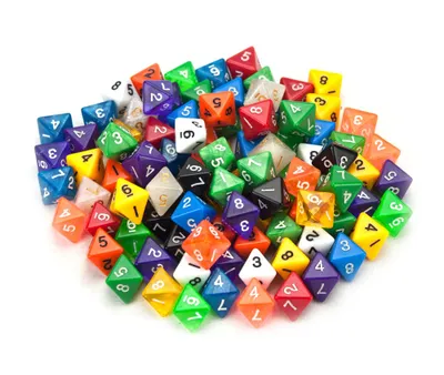 100+ Pack of Random D8 Polyhedral Dice in Multiple Colors