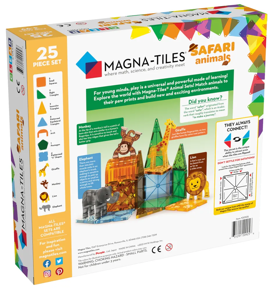 Magna-Tiles Safari Animals 25 Piece set