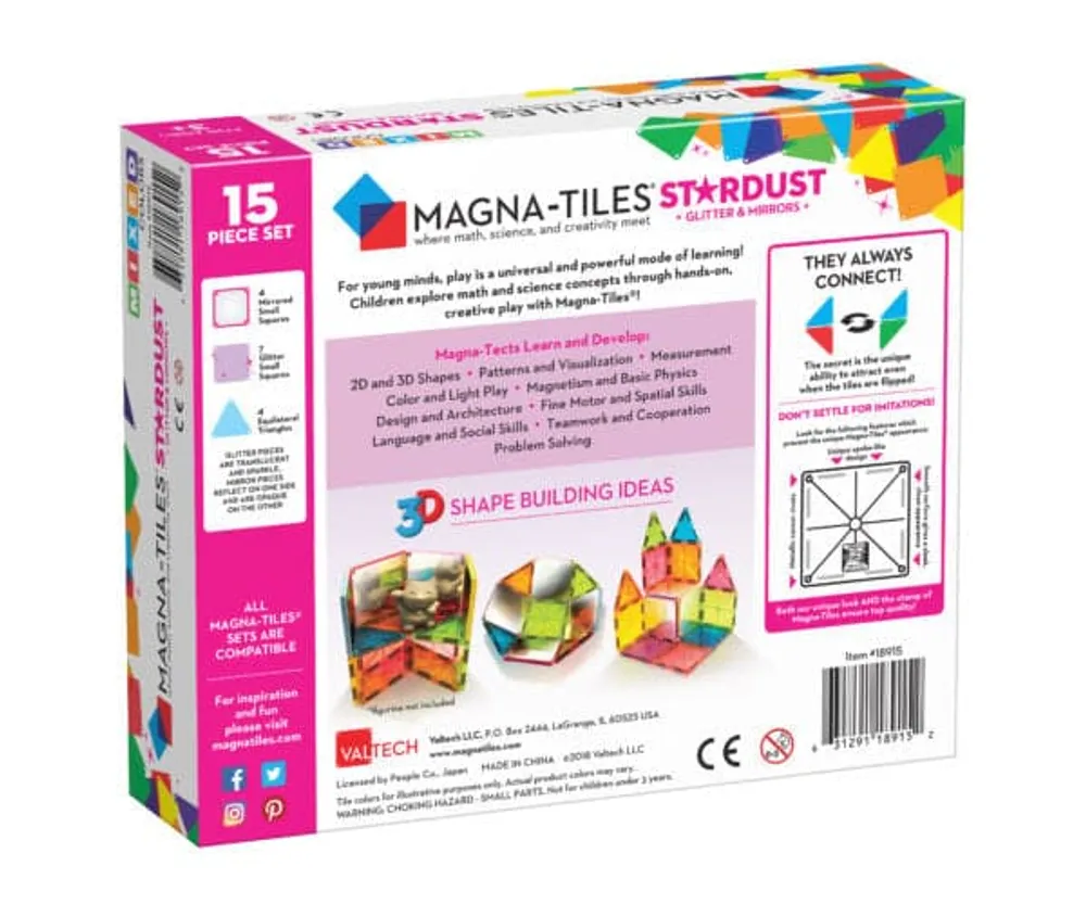 Magna-Tiles Stardust 15 Piece Set - Mixed Colors
