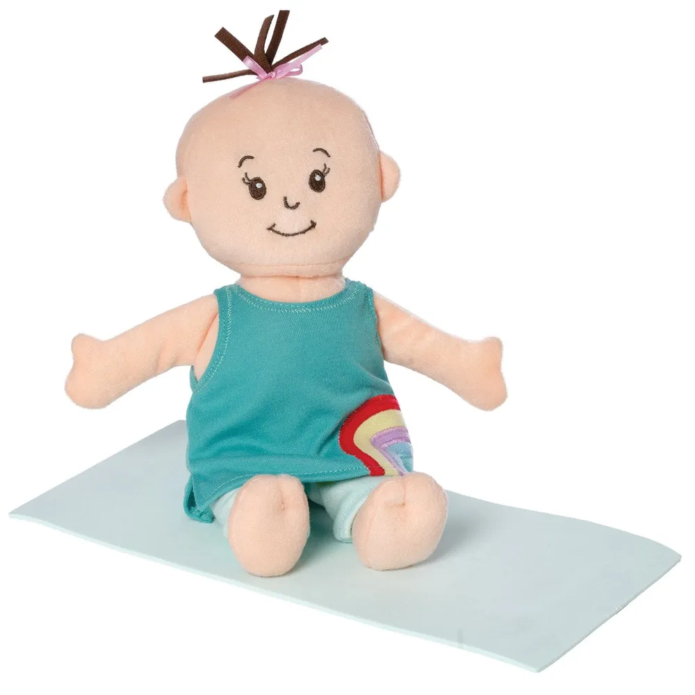 Wee Baby Stella Doll - Yoga Set Peach with Brown Hair