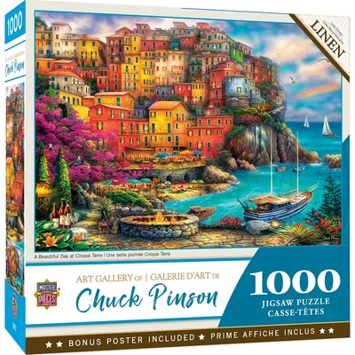 Chuck Pinson Art Gallery - A Beautiful Day at Cinque Terre - 1000pc Puzzle