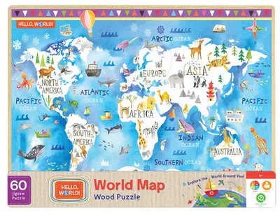 Hello World! World Map - 60pc Wood Puzzle