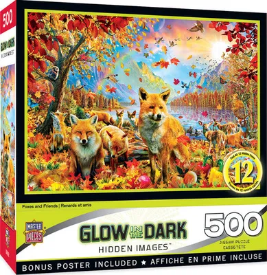 Hidden Images Glow In The Dark - Foxes and Friends - 500pc Puzzle