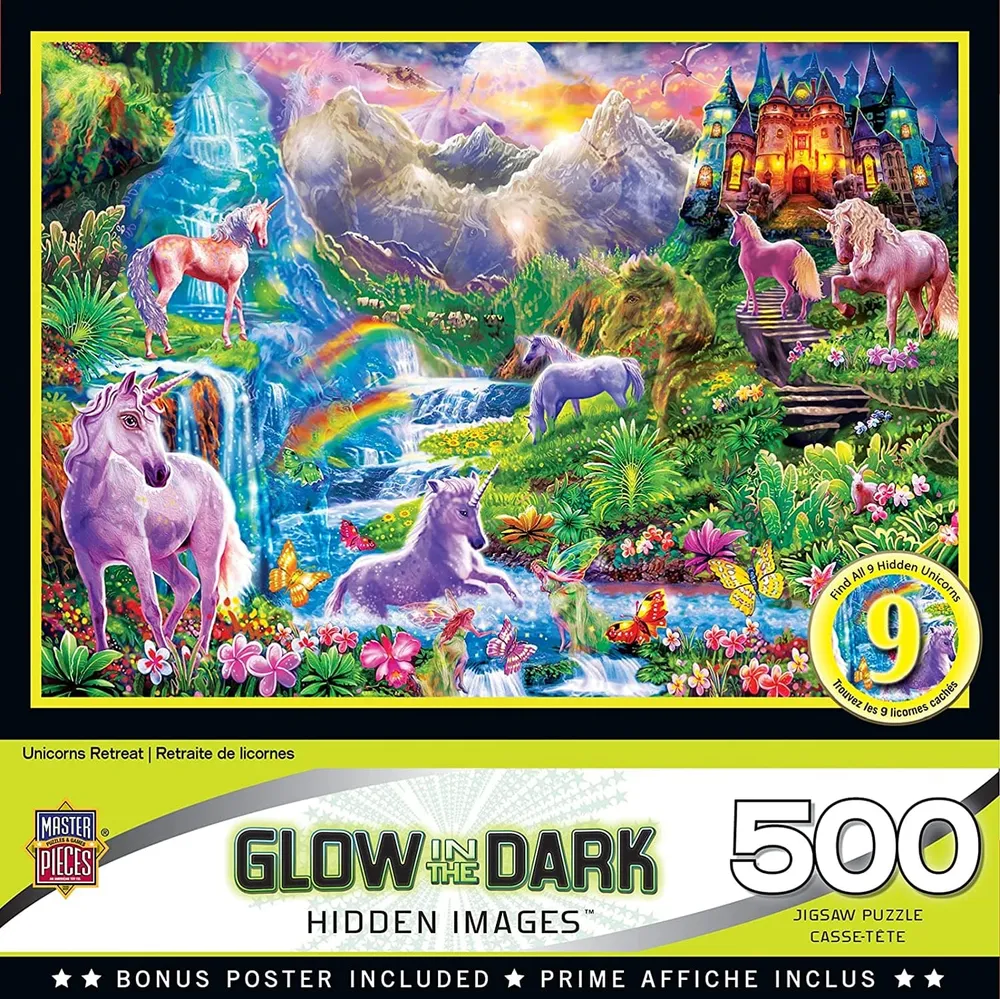 Hidden Images Glow In The Dark - Unicorns Retreat - 500pc Puzzle