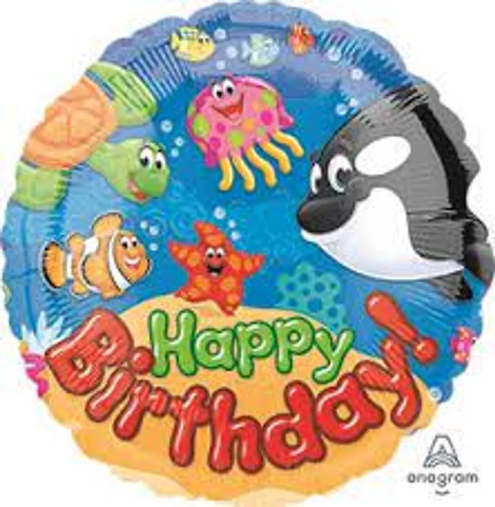 18" Sea Buddies Happy Birthday Foil Balloon