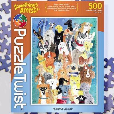 Puzzle Twist - Colorful Canines - 500 Piece Puzzle - Legacy Toys