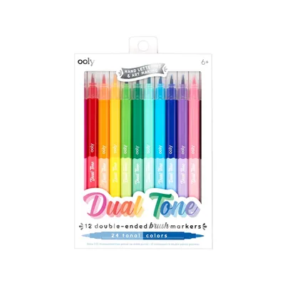 Dual Tone Double Ended Brush Markers - Set of 12