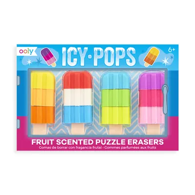 Icy Pops Fruit Scented Puzzle Erasers Set of 4