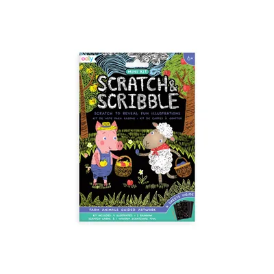 Mini Kit Scratch and Scribble Scratch Art Kit - Farm Animals