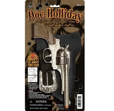 Diecast Pistol Western Doc Holiday Holster Set Cap Gun 10.5" Long