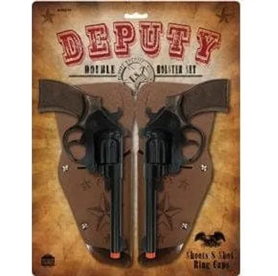 Western Deputy Double Holster Set Cap Guns 8.5" Long