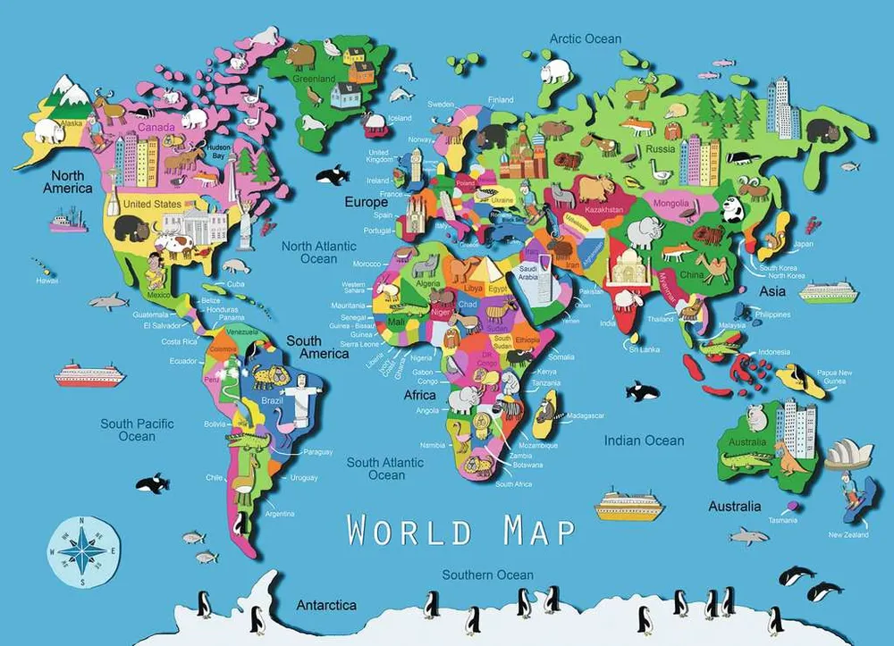 World Map - 60 Piece Puzzle