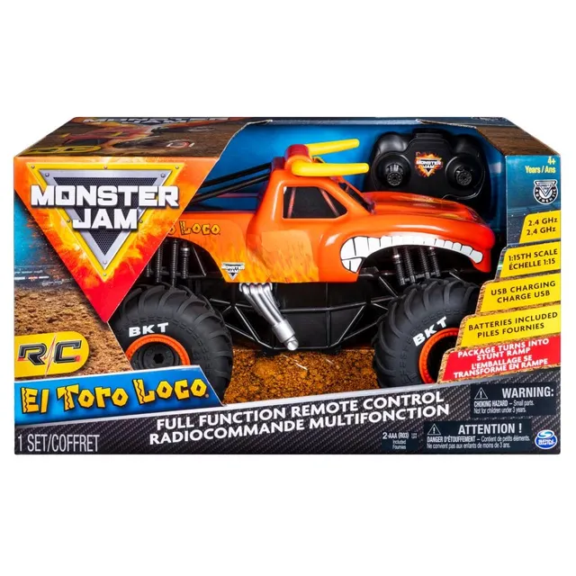  Monster Jam, Official El Toro Loco Remote Control Monster Truck,  1:15 Scale, 2.4 GHz : Toys & Games