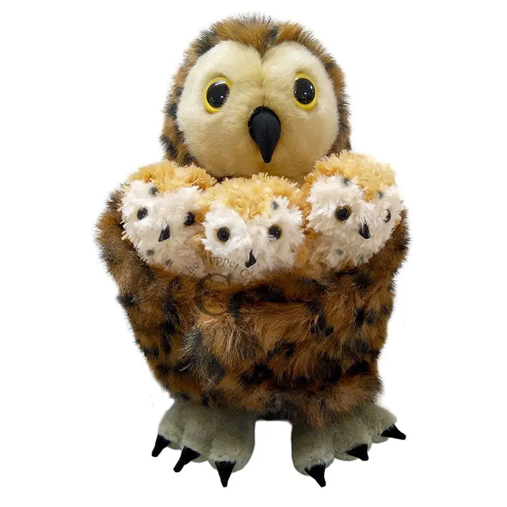 Hide-Away Puppets - Mother Owl With 3 Babies