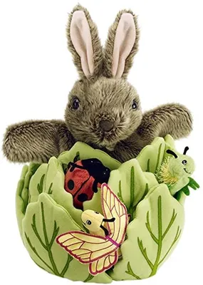 Hide-Away Puppets - Rabbit In A Lettuce With 3 Mini Beasts