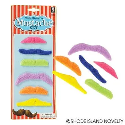 3.5" Neon Stick On Mustaches