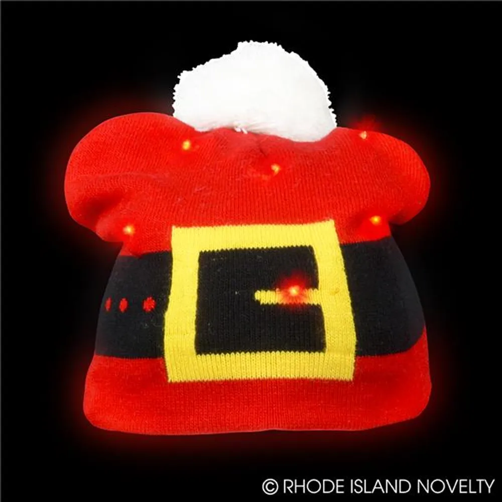 Santa Belt Light-Up Beanie Hat