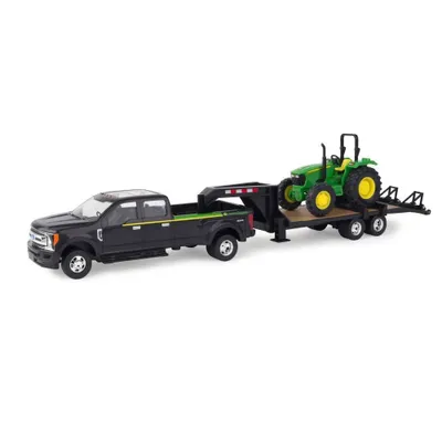 1:32 John Deere 5075E Tractor w/ Ford F-350 Pickup and 5th Wheel Trailer