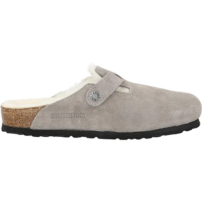 Birkenstock Women's Boston Shearling Clogs, Stone Coin, Grey