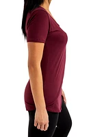 Burgundy - Short Sleeve Tunic Top