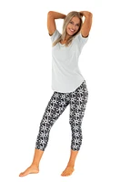 Grey & White Flowers - Capris