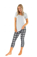 Grey & White Flowers - Capris