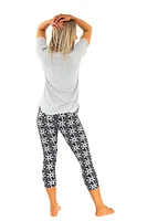 Grey & White Flowers - Capris