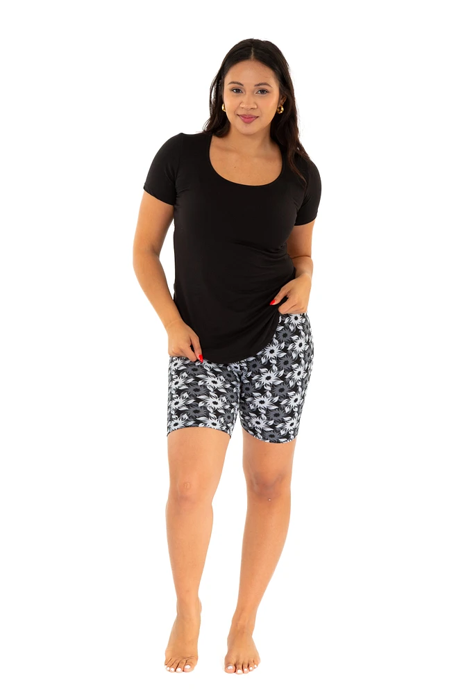 Grey & White Flowers - Shorts