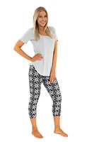 Grey & White Flowers - Capris