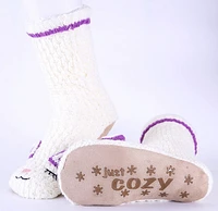 White & Purple - Cozy Slipper Socks