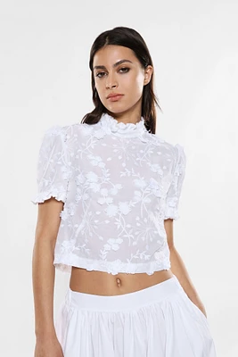 Cropped Embroidered Blouse