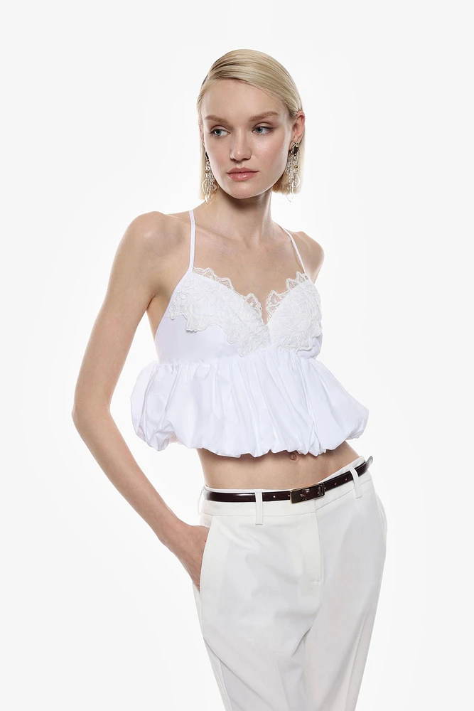 Cropped top with thin straps